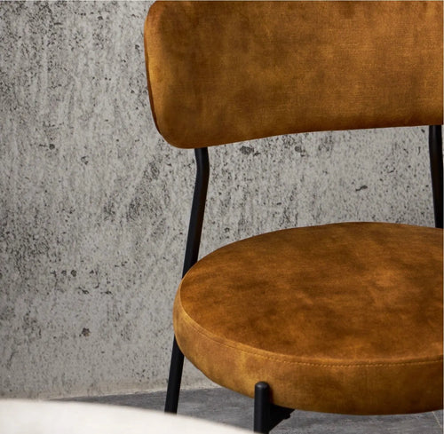 Stackable Glenn Velvet Dining Chairs- Mustard x 2 House of Fleur