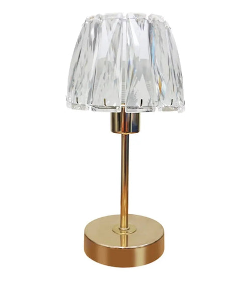 Steel Candlestick Table Lamp With Crystal Shade House of Fleur