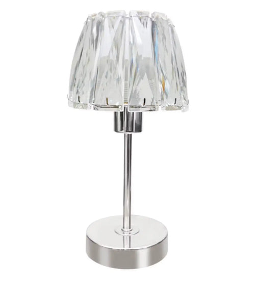 Steel Candlestick Table Lamp With Crystal Shade House of Fleur