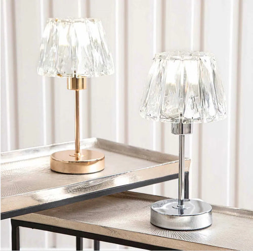 Steel Candlestick Table Lamp With Crystal Shade House of Fleur