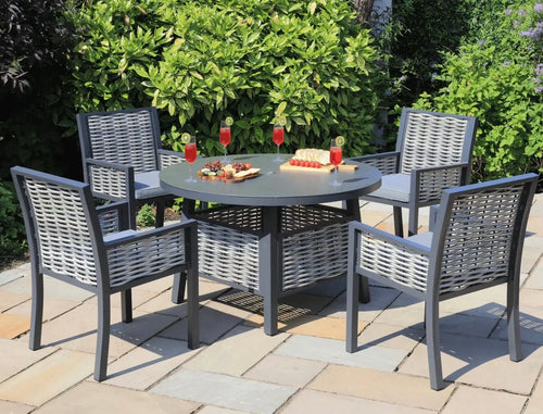 Stockholm Outdoor Rattan and Aluminium 4 Seat Dining Set House of Fleur