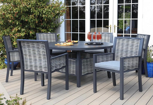 Stockholm Outdoor Rattan and Aluminium 6 Seat Dining Set House of Fleur