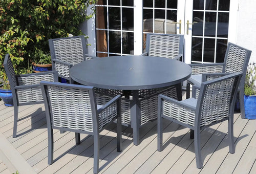 Stockholm Outdoor Rattan and Aluminium 6 Seat Dining Set House of Fleur