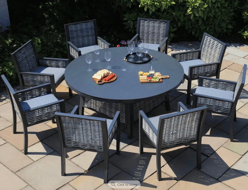 Stockholm Outdoor Rattan and Aluminium 8 Seat Dining Set House of Fleur