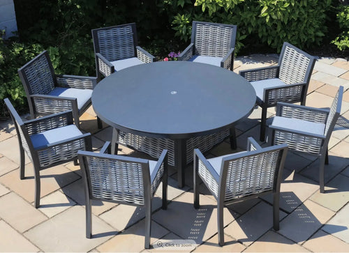 Stockholm Outdoor Rattan and Aluminium 8 Seat Dining Set House of Fleur