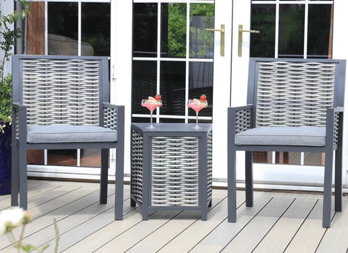 Stockholm Outdoor Rattan and Aluminium Bistro Set House of Fleur