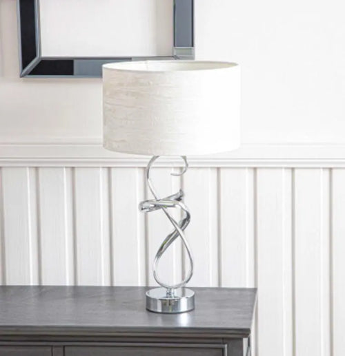 Swirl Metal Table Lamp With Ivory Shade House of Fleur