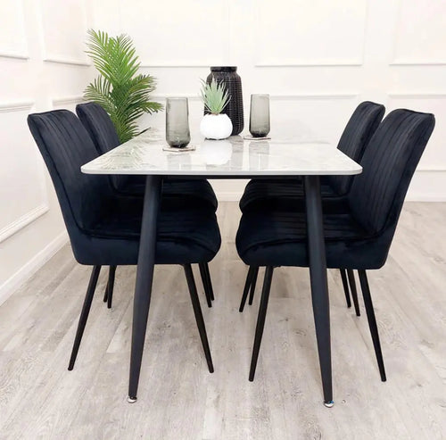 Titus 1.4 Black Dining Table with Sintered Stone Top House of Fleur