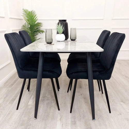 Titus 1.4  Dining Table with Sintered Stone Top with 4 Dido Chairs House of Fleur