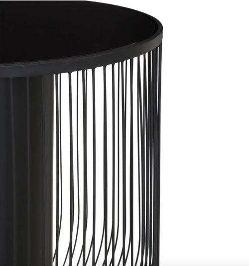 Trento End Table With Black Glass Top House of Fleur