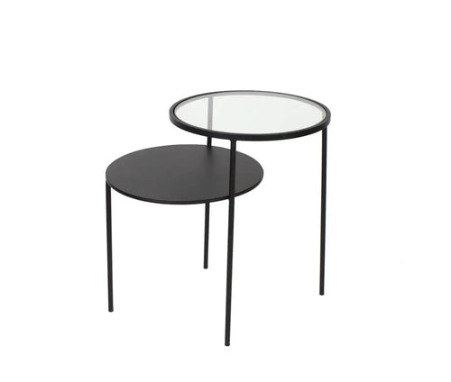 Trento End Table With Glass And Metal Tops House of Fleur