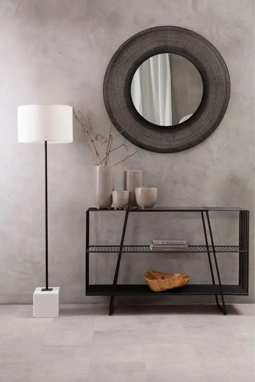 Trento Grey Glass Top Console Table House of Fleur