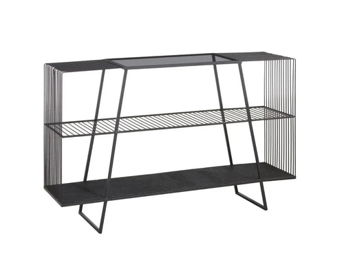 Trento Grey Glass Top Console Table House of Fleur