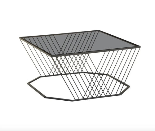 Trento Square Coffee Table With Grey Glass Top House of Fleur