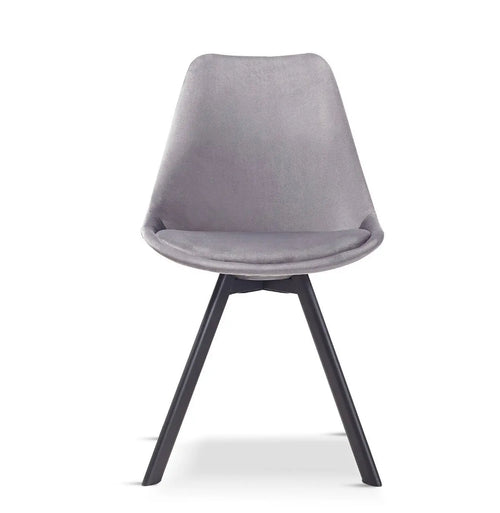 Velvet Tulip style Dining Chair-Light Grey x 4 House of Fleur