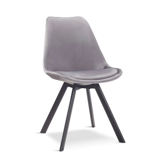 Velvet Tulip style Dining Chair-Light Grey x 4 House of Fleur