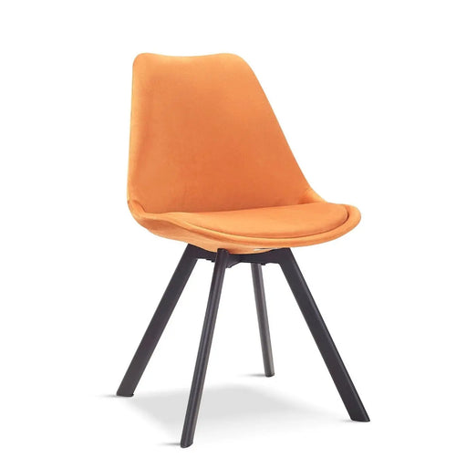 Velvet Tulip style Dining Chair-Orange x 4 House of Fleur