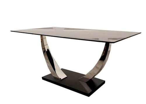 Venus 1.6 Chrome Dining Table with Black Sintered Stone Top House of Fleur