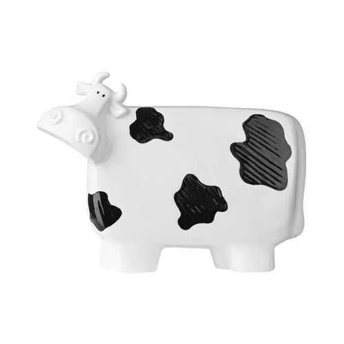 WHITE AND BLACK CERAMIC LARGE COW House of Fleur