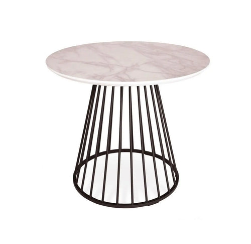 White Liverpool Marble Table with Black Legs 80cm House of Fleur