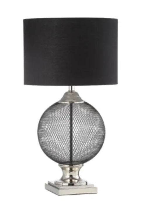 Wire Mesh Table Lamp with Black Linen Shade House of Fleur