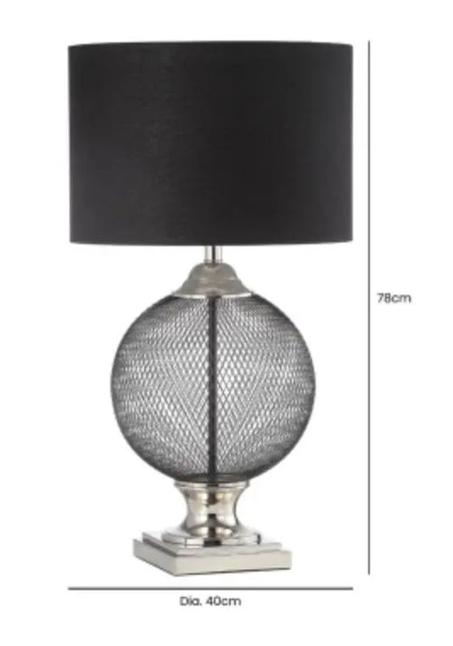 Wire Mesh Table Lamp with Black Linen Shade House of Fleur