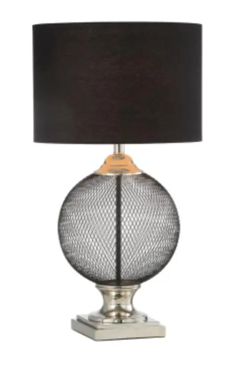 Wire Mesh Table Lamp with Black Linen Shade House of Fleur