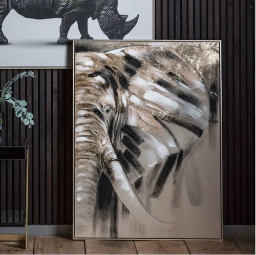 Wondering Elephant Abstract Framed Canvas House of Fleur