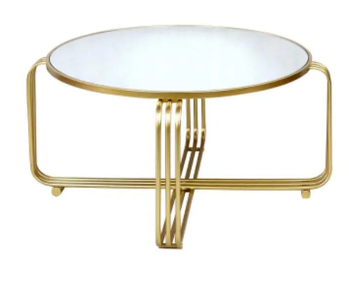 Yuan Gold Metal with Mirror Top Coffee Table House of Fleur