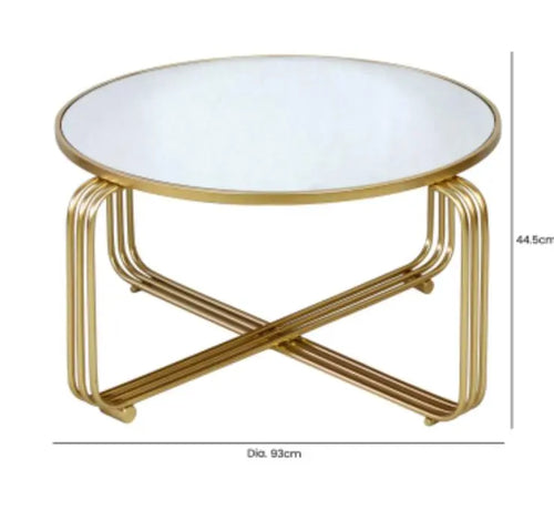 Yuan Gold Metal with Mirror Top Coffee Table House of Fleur