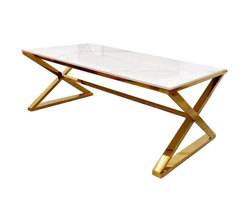 Zion Gold Coffee Table with Polar White Sintered Top House of Fleur