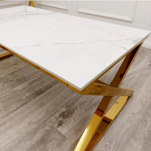 Zion Gold Coffee Table with Polar White Sintered Top House of Fleur